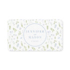 Boho blue flower rustic wedding Flat Place Card