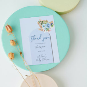 Boho Blue Frame Pampass Grass Oh Boy Baby Shower Flyer