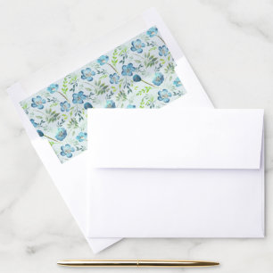 Boho Blue Green Elegant Watercolor Flower Pattern Envelope Liner