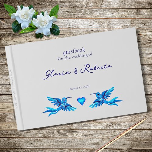Boho Blue Hummingbird Mexican Wedding Guest Book