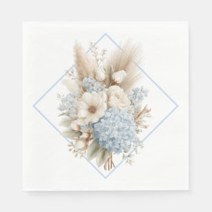 Boho Blue Hydrangea Paper Napkins