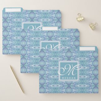 Boho Blue Kaleidoscope Patterned - Monogram