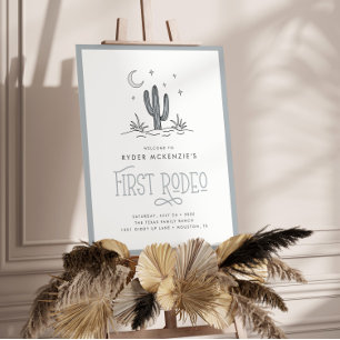 Boho Blue Modern Boys First Rodeo 1st Birthday Foam Board