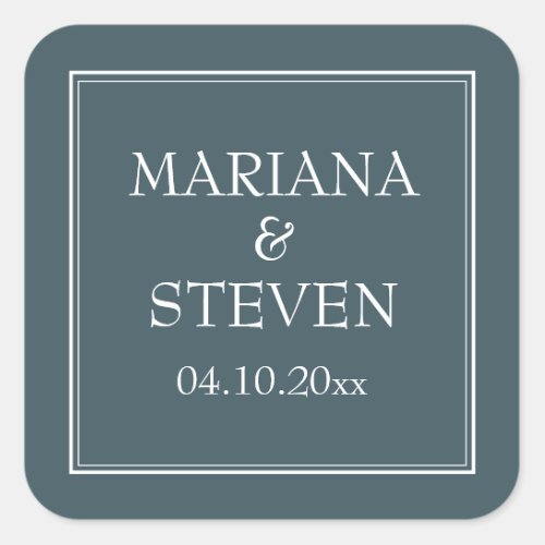 Boho Blue Modern Minimalist Square Sticker