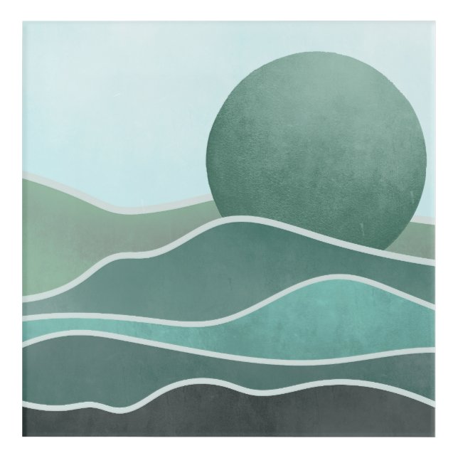 Boho Blue Moon Over Blue Mountains Acrylic Print (Front)