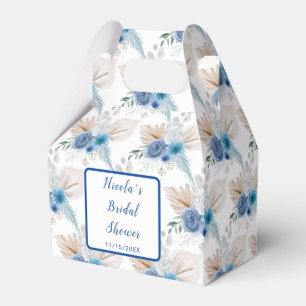 Boho Blue Pampas Grass Bridal Shower Favor Boxes