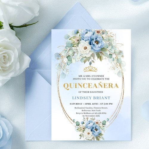 Boho Blue Peonies Eucalyptus Quinceañera Download