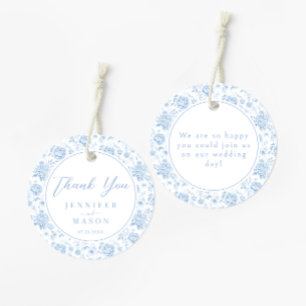 Boho Blue Porcelain Floral Wedding Thank You Favor Tags