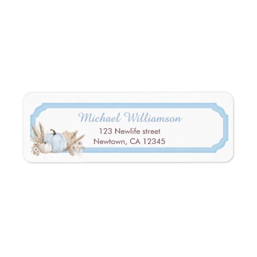 Boho Blue Pumpkin 1st Birthday Label