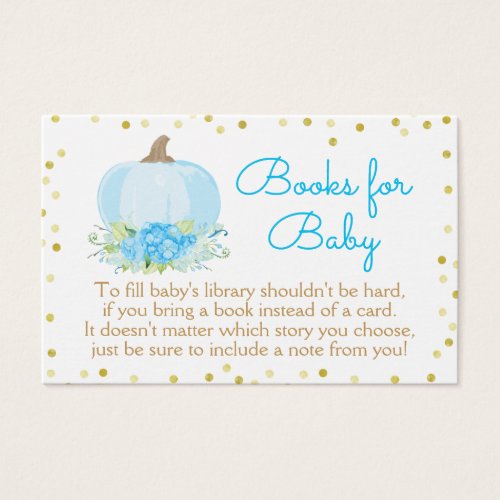 Boho Blue Pumpkin Baby Shower Bring a Book Card