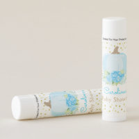 Boho Blue Pumpkin Floral Gold Dots Baby Shower Lip Balm