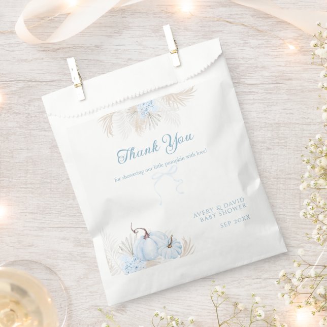 Boho Blue Pumpkin It's a Boy Fall Baby Shower Favor Bag (Clipped)