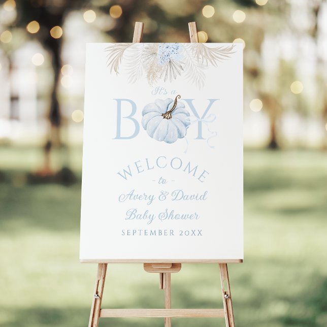 Boho Blue Pumpkin It's a Boy Fall Baby Shower Foam Board (Creator Uploaded)