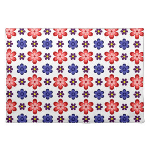 Boho Blue Purple Red Flowers Cloth Placemat