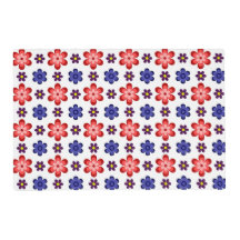 Boho Blue Purple Red Flowers Laminated Placemat