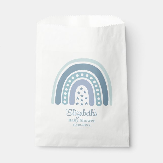 Boho Blue Rainbow Baby Shower Favor Bag (Front)