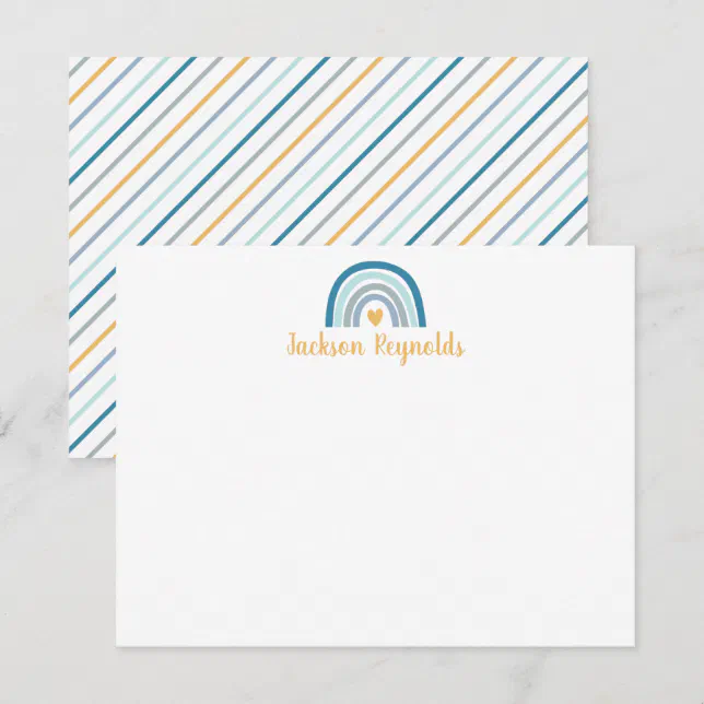 Boho Blue Rainbow Stationery Note Card | Zazzle