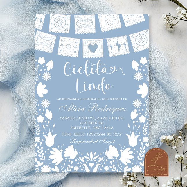  Boho Blue Talavera Mexican Baby Shower Invitation (Creator Uploaded)