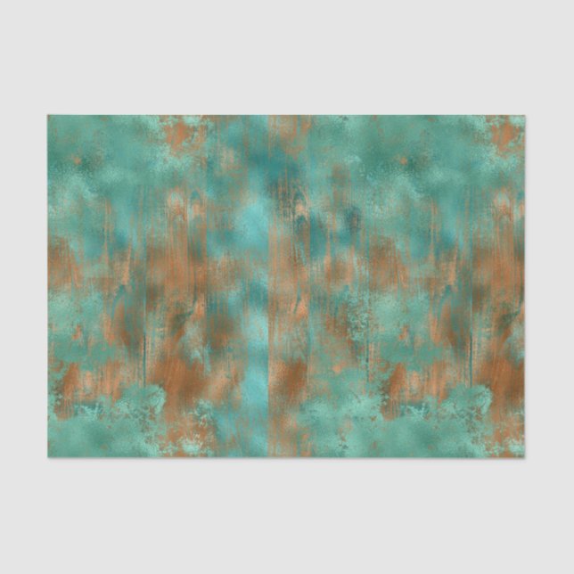 Boho Blue Teal Copper Patina Tissue Paper (Front)