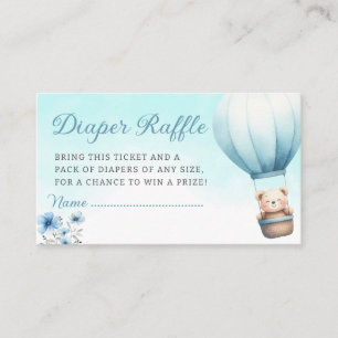 Boho Blue Teddy bear Baby Shower Diaper Raffle  Enclosure Card
