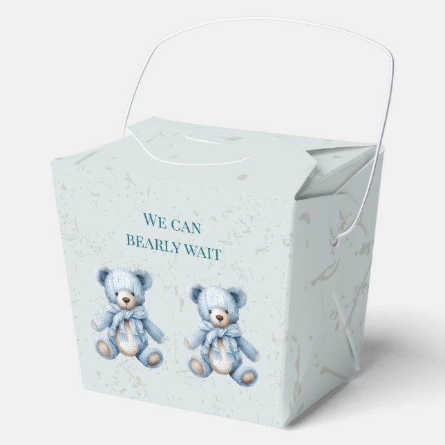 Boho Blue Teddy Bears Favor Boxes (Front)