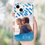 Boho Blue Watercolor Abstract | Monogrammed Photo Case-mate Iphone 14 Case at Zazzle