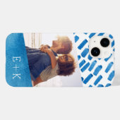 Boho Blue Watercolor Abstract | Monogrammed Photo Case-Mate iPhone Case (Back (Horizontal))