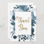 Boho Blue Watercolor Floral Baby Shower  Thank You Card