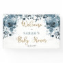 Boho Blue Watercolor Floral Baby Shower Welcome Banner