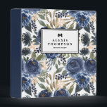 Boho Blue Watercolor Floral Pattern Personalized 3 Ring Binder<br><div class="desc">Boho floral theme binder. It features watercolor floral pattern of blue peonies and roses. Personalize by adding names and other details. This blue floral pattern is a perfect way to organize your recipes,  taxes,  documents and so much more.</div>