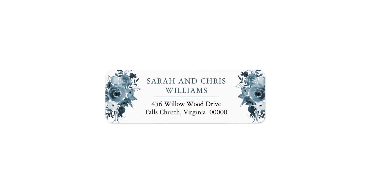 Boho Blue Watercolor Floral Return Address Label | Zazzle