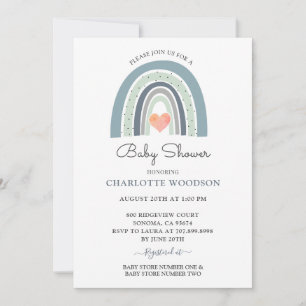 Boho Blue Watercolor  Shower Invitation