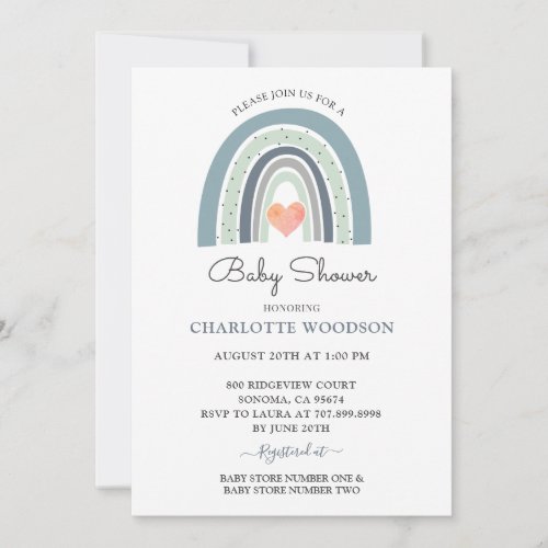 Boho Blue Watercolor  Shower Invitation