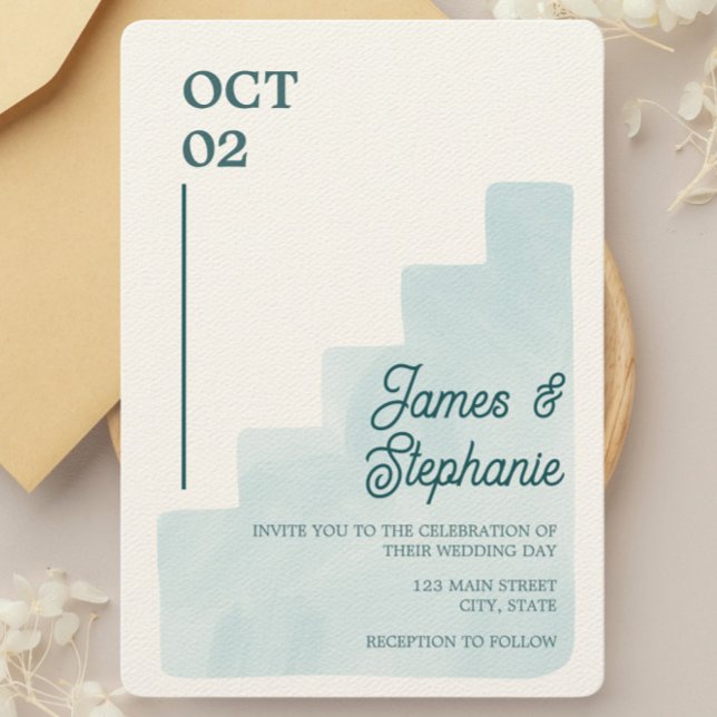 Boho Blue Wedding  Invitation (Creator Uploaded)