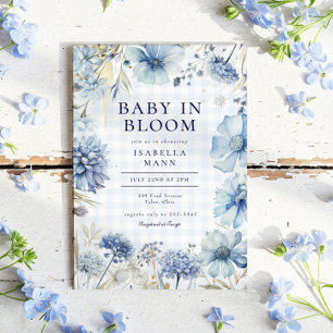 Boho Blue Wildflower Baby in Bloom Boy Baby Shower Invitation