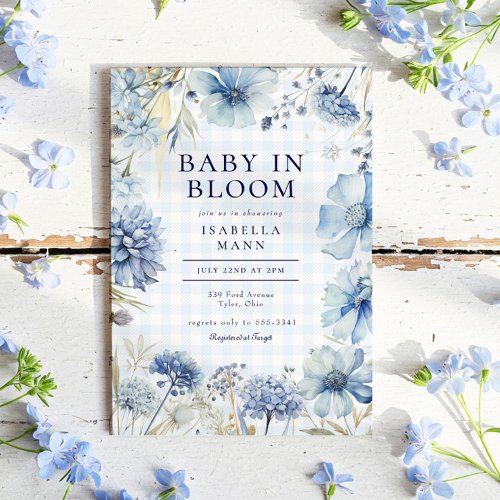 Boho Blue Wildflower Baby in Bloom Boy Baby Shower