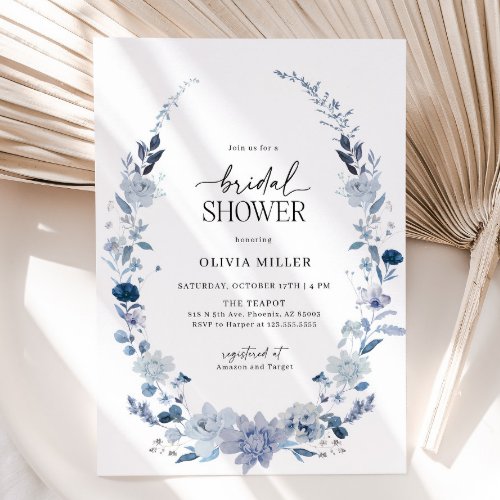 Boho Blue Wildflower Bridal Shower Invitation