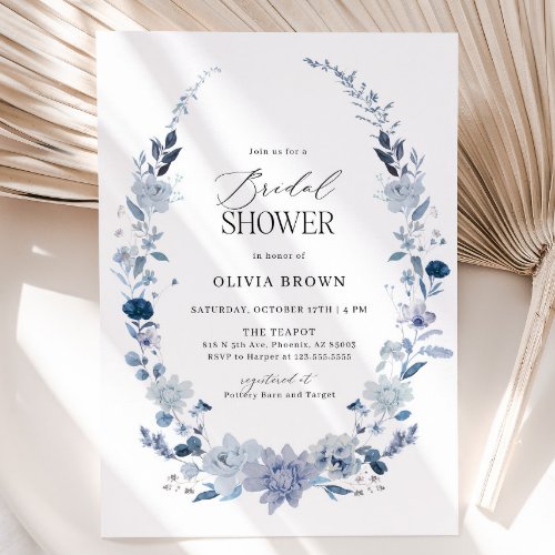 Boho Blue Wildflower Bridal Shower Invitation