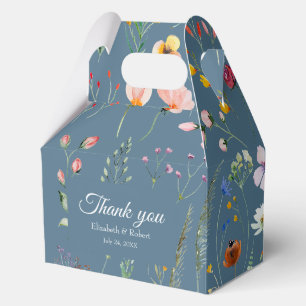 Boho Blue Wildflower Meadow Wedding Thank You Favor Boxes