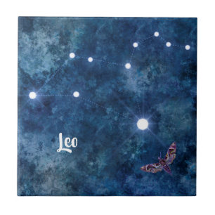 Boho Blue Zodiac Leo Constellation Ceramic Tile