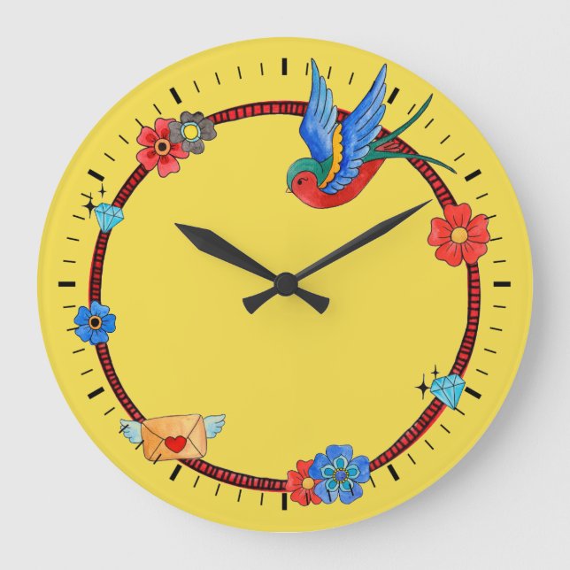 Boho Bluebird Wall Clock (Front)