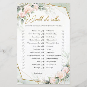 Boho blush and gold and greenery Would she Rather