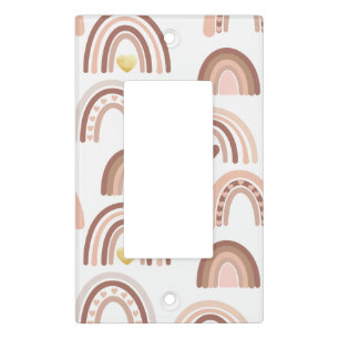 Boho Blush Beige Rainbow Nursery Light Switch Cover