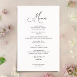 Boho Blush Black & White Modern Wedding Menu<br><div class="desc">Designed to coordinate with our Stylish Script wedding collection,  this customizable Menu card,  features a sweeping script calligraphy text paired with a classy serif font in black with a customizable monogram on the back. Matching items available.</div>
