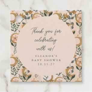 Boho Blush Botanical Moon Custom Baby Shower Thank Favor Tags