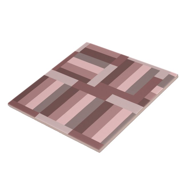 Boho Blush Brown Pink Geometrical Ceramic Tile (Side)