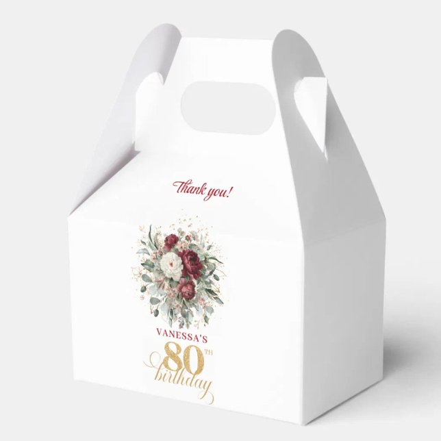 Boho Blush Burgundy 80th Birthday Favor Boxes (Boho Blush Burgundy 80th Birthday Favor Box)