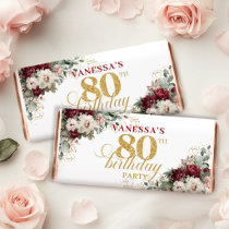 Boho Blush Burgundy 80th Birthday Hershey Bar