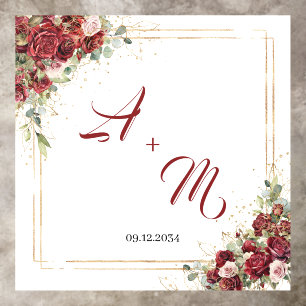 Boho blush burgundy greenery and gold geometric floor decals