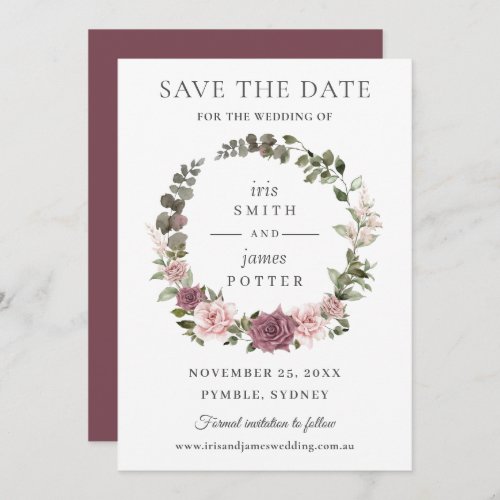 Boho Blush Cinnamon Rose Floral Greenery Wedding Save The Date